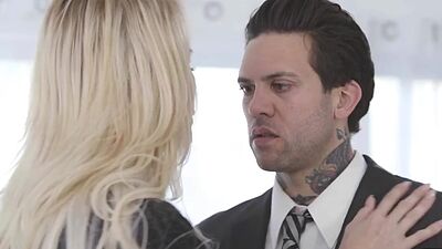 Horny blindfolded blonde widow pussyfucked in doggystyle