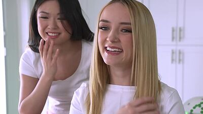 Touch down on your tight pussy stepsis but her friend also wanted big dick