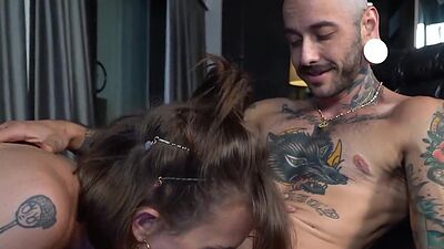 MTF tattooed pussyboy rims busty Tranny MILF be4 gets licked