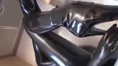 Latex kitty in catsuit