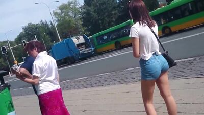 Candid polish sexy young girl in shorts