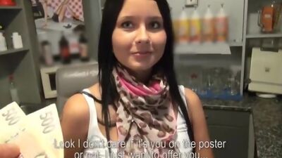 Breasty euro hottie babe Mia Manarote receives screwed in a tanning salon