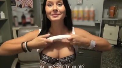 Breasty euro hottie babe Mia Manarote receives screwed in a tanning salon