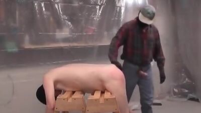 Kinky gay fucked and spanked in threesome.