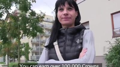 Natural Czech dark haired amateur fucked in public