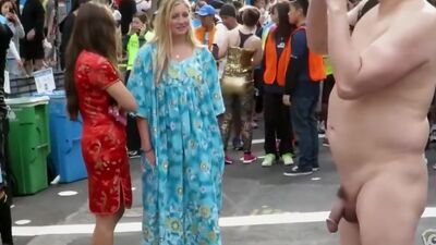 Blonde virgin takes a lusty look at the exhibitionist's penis