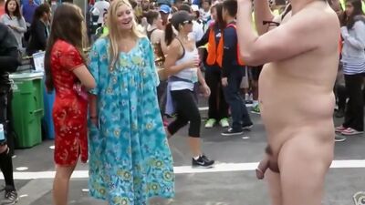 Blonde virgin takes a lusty look at the exhibitionist's penis
