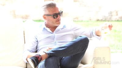 Dirty threesome rimming with brunette beauties Afrodite and Vicky Love