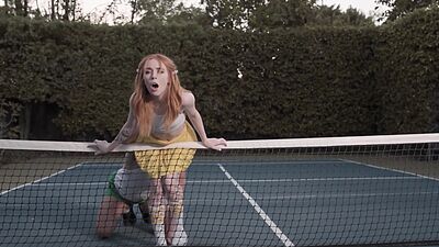 Tennis couch tries more hand on approach with petite red teen Madi Collins