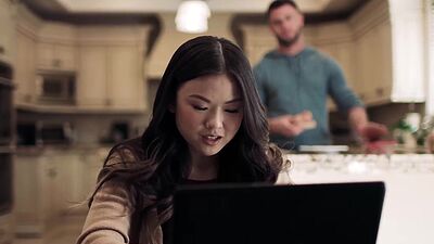 Pocket rocket Asian teen Lulu Chu experiences her first threesome!