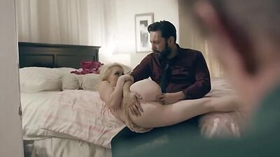 Petite teen fucked rough by older man as voyeur stepdad sees