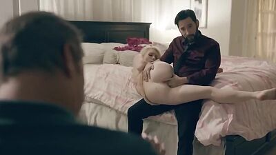 Petite teen fucked rough by older man as voyeur stepdad sees