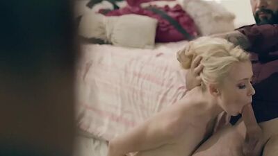 Petite teen fucked rough by older man as voyeur stepdad sees