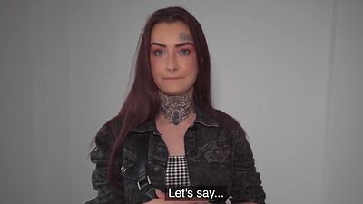 Cheap tattooed teen POV fucked for money after casting