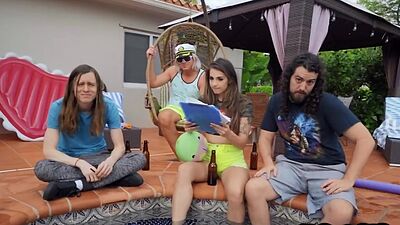 Cougar bosomy mature lady rides cock outdoor till cumontits