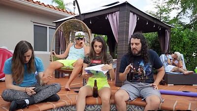 Cougar bosomy mature lady rides cock outdoor till cumontits