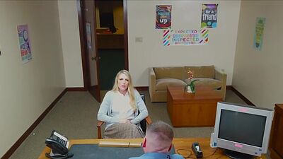 MILFs big racks bouncing on office desk while getting fucked