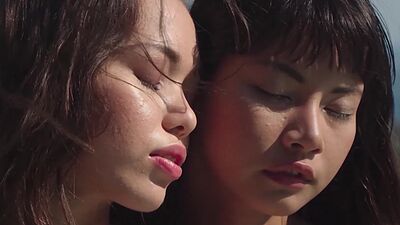 Petite Asian MILF Chloe Rose posed with hot lesbian MILF Estefania Pahe