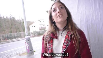 Pantyhose POV babe public pussybanged outdoor for money