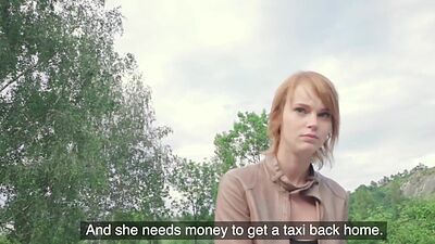 Reality ginger babe POV fucked on public place for money