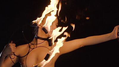 Teen Elilith Noir playing with fire and revealed her beautiful big ass