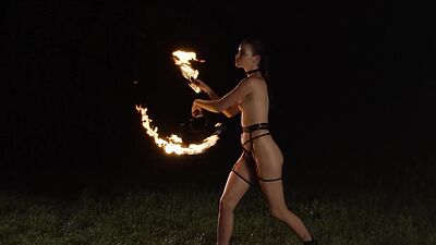 Teen Elilith Noir playing with fire and revealed her beautiful big ass