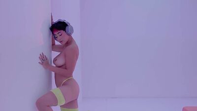 Amazing Latina teen Mia Valentine shows hot big ass during posing action