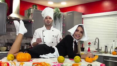 Chef playing with assistants oily butt