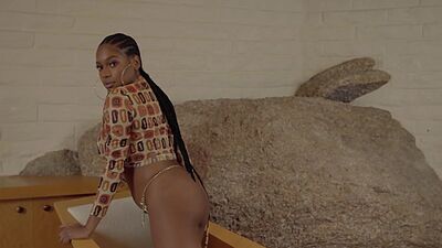 Ebony big tits teen exposed perfect black body Nyla during posing action