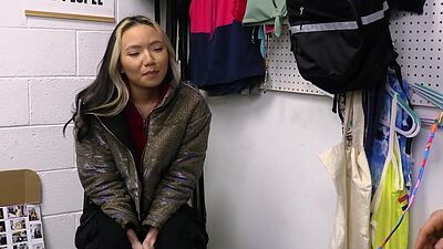 Asian teen shop employee Asia Lee stole a jacket but got busted today