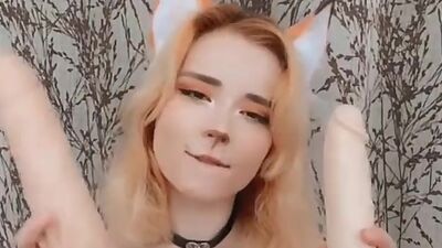 Stepsis Sucking Big Dildos Closeup Fox Cosplay Sweetie Fox