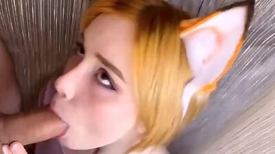 Stepsister Deepthroats and Cum in Mouth with Slow Motion Sweetie Fox