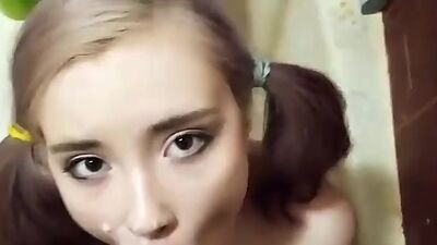 Cute Teen Stepsister Deepthroat Cock Lover in the Bathroom Sweetie Fox