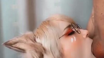 Sweet Stepsister Sucks Neighbors Dick and Swallows Cum Cosplay Sweetie Fox