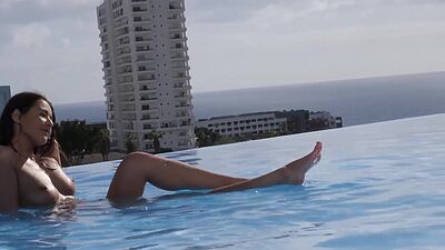 Wet small tits teen Sybil enjoyed hardcore morning sex after hot sunbathing