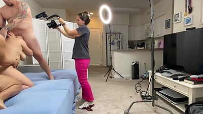 BTS busty big booty MILF fucked in deepthroating threesome