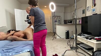 BTS busty big booty MILF fucked in deepthroating threesome