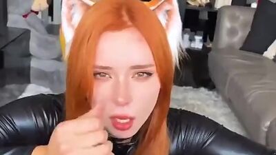 Foxy Stepsister in a Collar Deep Sucking Big Cock Lover Sweetie Fox