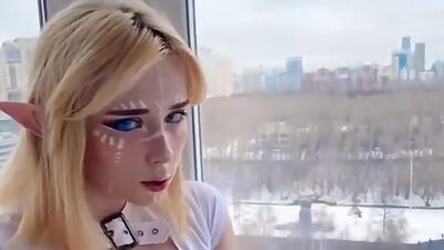 Gorgeous Elf Stepsis Caresses Pussy and Cums From Dildo Sweetie Fox