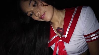 Thai amateur massage teen Pay takes a ride on a big white cock in sex chair