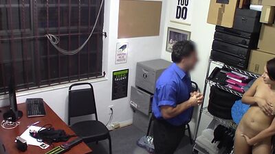 Reluctant teen shoplifter Natalie Porkman fucked roughly by a perv guard