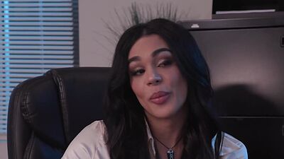 Shemale boss Eva Maxim facefucks employee for spreading rumors