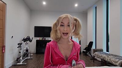 Horny blonde teen stepsister Emma Rosie enjoyed anal fingering by stepbro