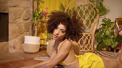 Curly black teen Sunni exposed perfect body while posing in hot lingerie