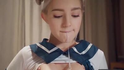 Kawaii Stepsister Gets Creampie and Facial Eva Elfie