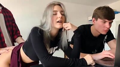 Fucking a cuckold Stepsister to cum on her horny face Eva Elfie