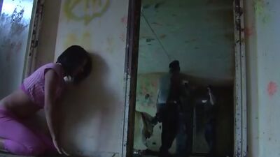 Amazing brunette slut in hot DP encounter with three cocks