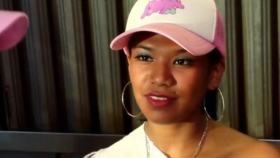 Sexy black waitress gives full service to a big dick