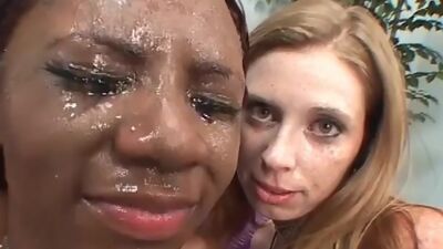 Ebony doll gets her dream bukkake