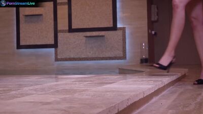 Lesbian babes Aida Sweet and Diana Dolce having fun with a dildo by the poo